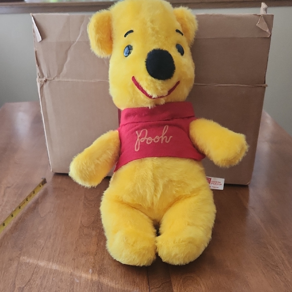 1973 Disney Pooh Bear Plush - Yellow and Red